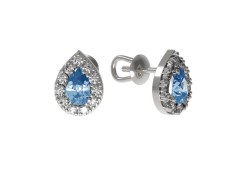 Серебряные cерьги пусеты (гвоздики) с топазом