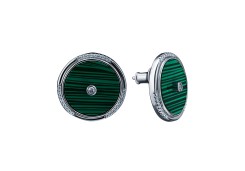 Серебряные cерьги пусеты (гвоздики) с малахитом