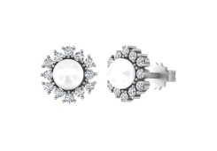 Серебряные cерьги пусеты (гвоздики) с жемчугом