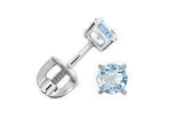 Серебряные cерьги пусеты (гвоздики) с топазом