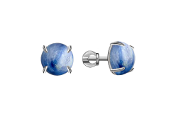 Серебряные cерьги пусеты (гвоздики) с кианитом