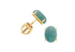 Серебряные cерьги пусеты (гвоздики) с амазонитом