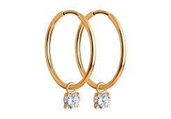 Золотые cерьги конго с фианитом