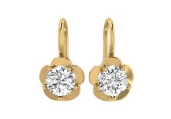 Золотые cерьги классические с фианитом