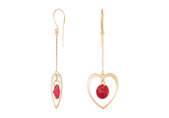 Серебряные cерьги висячие с позолотой с фианитом