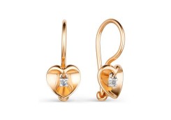 Золотые cерьги классические с бриллиантом