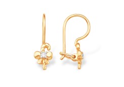 Золотые cерьги классические с фианитом