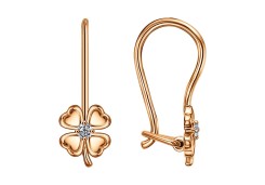 Золотые cерьги классические с фианитом