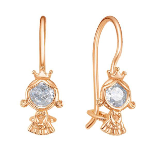 Золотые cерьги классические с фианитом