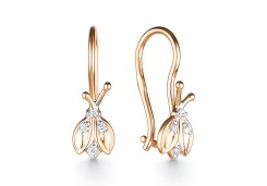 Золотые cерьги классические с фианитом