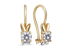 Золотые cерьги классические с фианитом