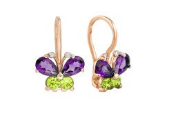 Золотые cерьги классические с фианитом