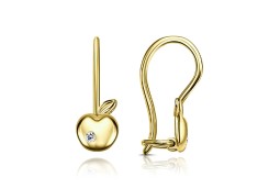 Серьги классические из желтого золота с фианитом