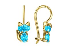 Серьги классические из желтого золота с фианитом