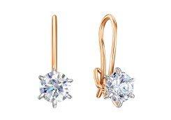 Золотые cерьги с фианитом