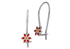 Серебряные cерьги классические с эмалью