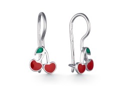 Серебряные cерьги классические с эмалью