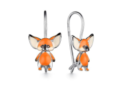 Серебряные cерьги классические с эмалью