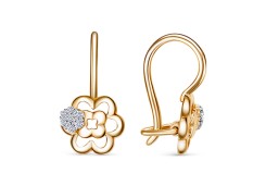 Серебряные cерьги классические с позолотой с фианитом