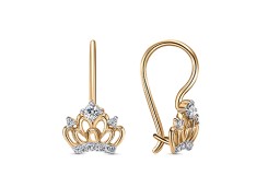 Серебряные cерьги классические с позолотой с фианитом