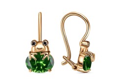 Серебряные cерьги классические с позолотой с фианитом