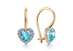 Серебряные cерьги классические с позолотой с фианитом