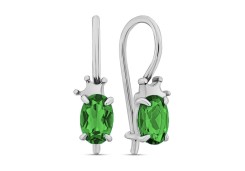 Серебряные cерьги классические с изумрудом