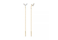 Золотые cерьги классические с фианитом