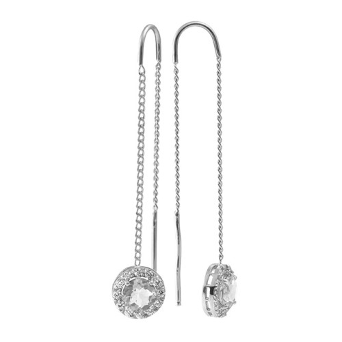 Серьги классические из белого золота с фианитом