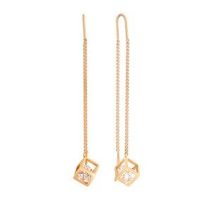 Серебряные cерьги классические с позолотой с фианитом