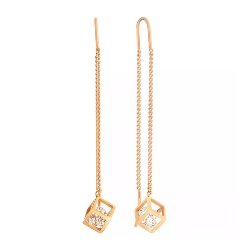 Серебряные cерьги классические с позолотой с фианитом