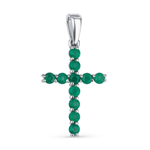 Серебряная подвеска с агатом зеленым