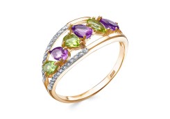 Золотое кольцо с полудрагоценными камнями