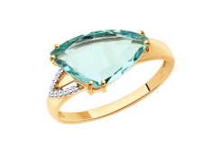 Золотое кольцо с кварцем