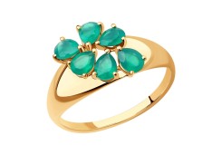 Золотое кольцо с агатом зеленым