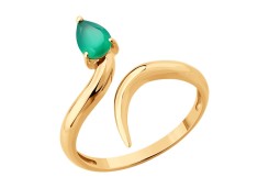 Золотое кольцо с агатом зеленым