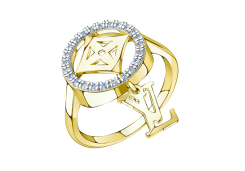 Кольцо из желтого золота с фианитом