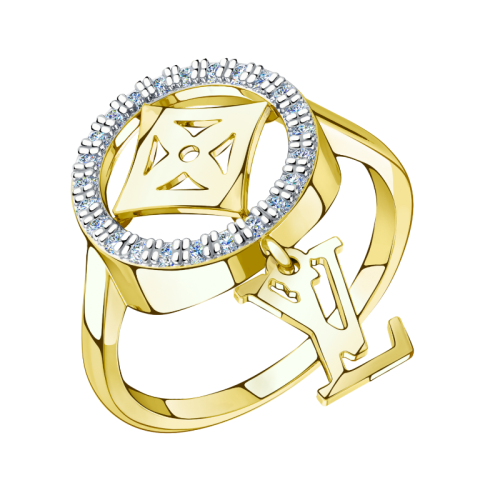 Кольцо из желтого золота с фианитом