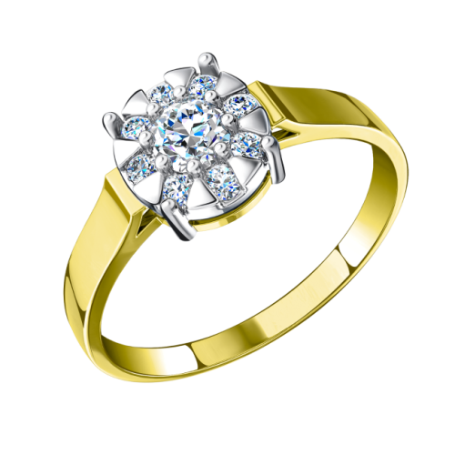 Кольцо из желтого золота с фианитом