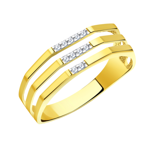 Кольцо из желтого золота с фианитом