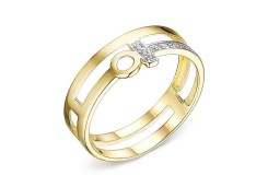 Кольцо из желтого золота с фианитом