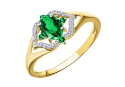 Кольцо из желтого золота с изумрудом