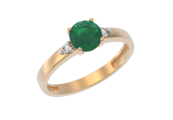 Золотое кольцо с агатом зеленым