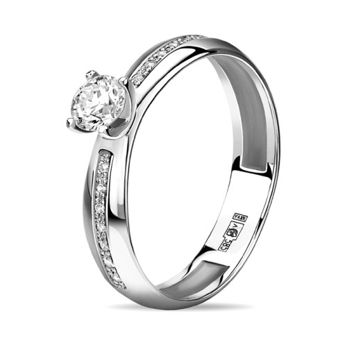 Кольцо из белого золота с бриллиантом