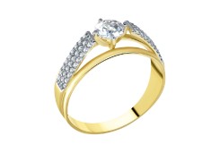 Кольцо из желтого золота с фианитом
