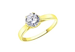 Кольцо из желтого золота с фианитом