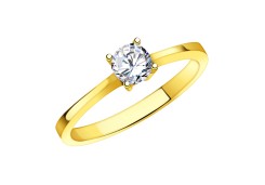 Кольцо из желтого золота с фианитом