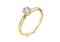 Кольцо из желтого золота с фианитом