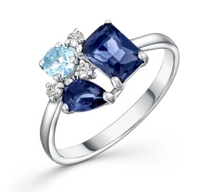 Серебряное кольцо с полудрагоценными камнями