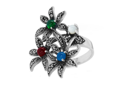 Серебряное кольцо с полудрагоценными камнями